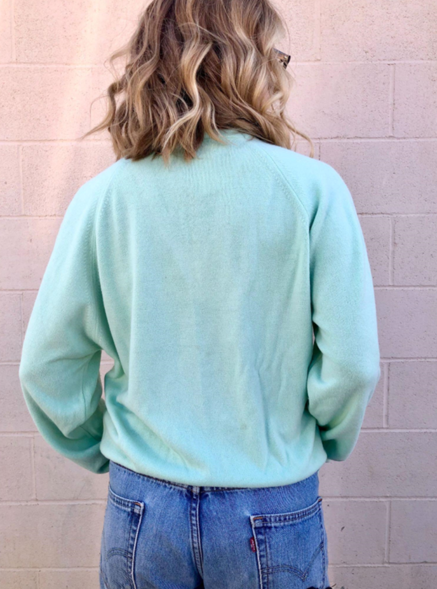 Vintage Dior Dolman Sweater in Seafoam Green Flat Knit