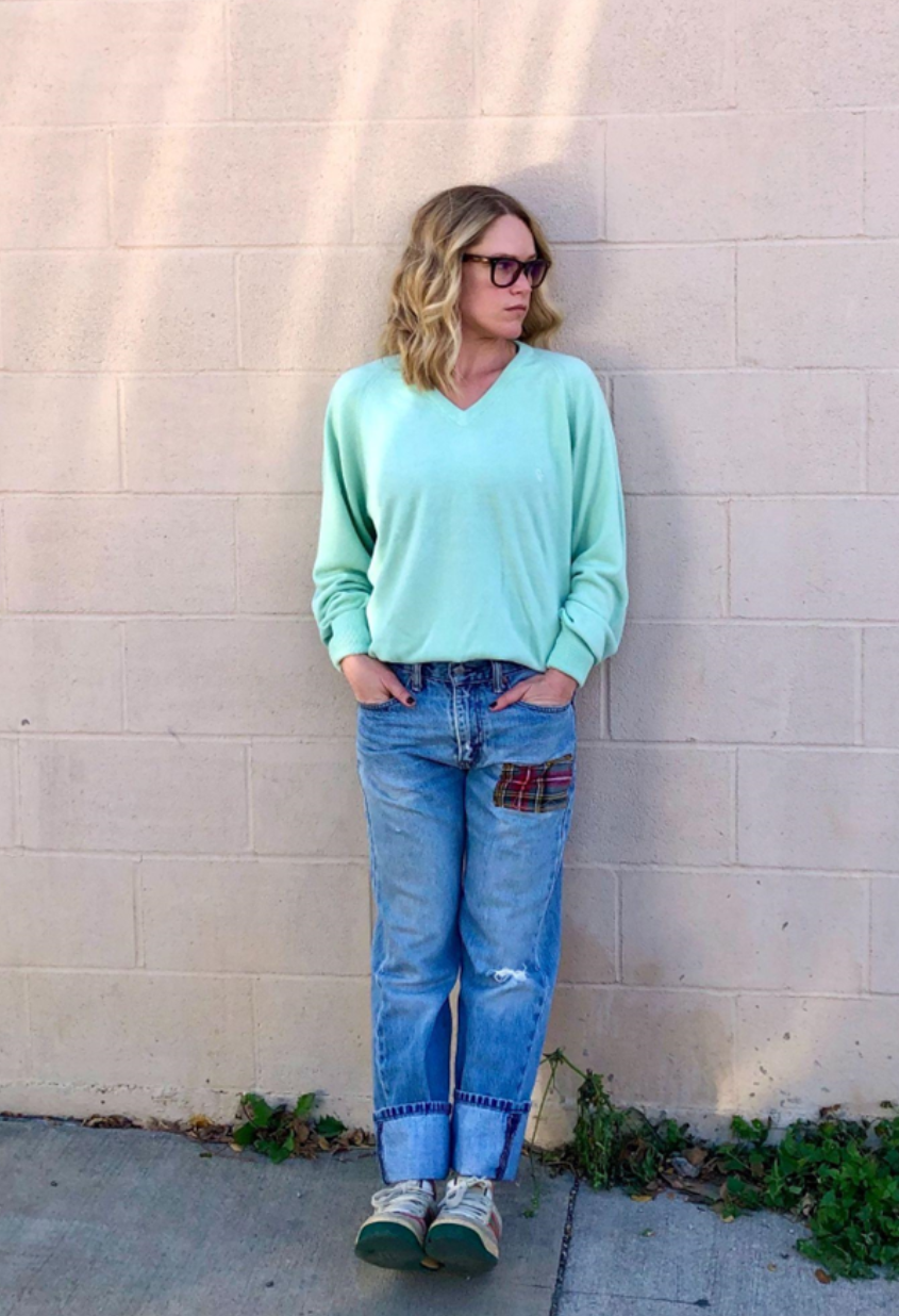 Vintage Dior Dolman Sweater in Seafoam Green Flat Knit
