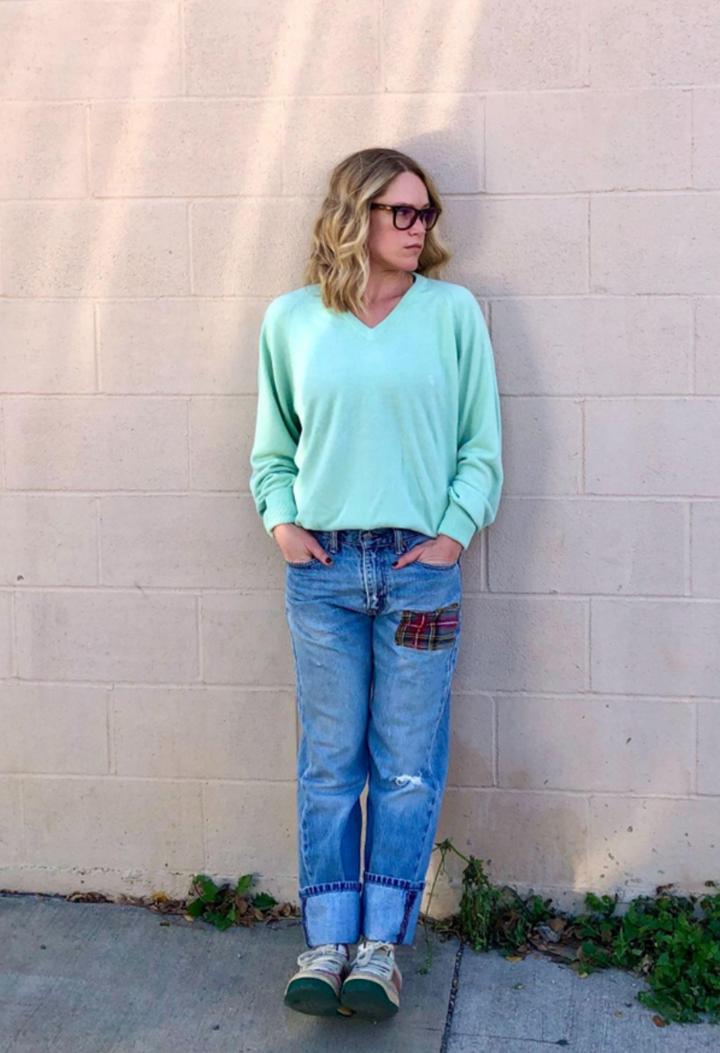 Vintage Dior Dolman Sweater in Seafoam Green Flat Knit