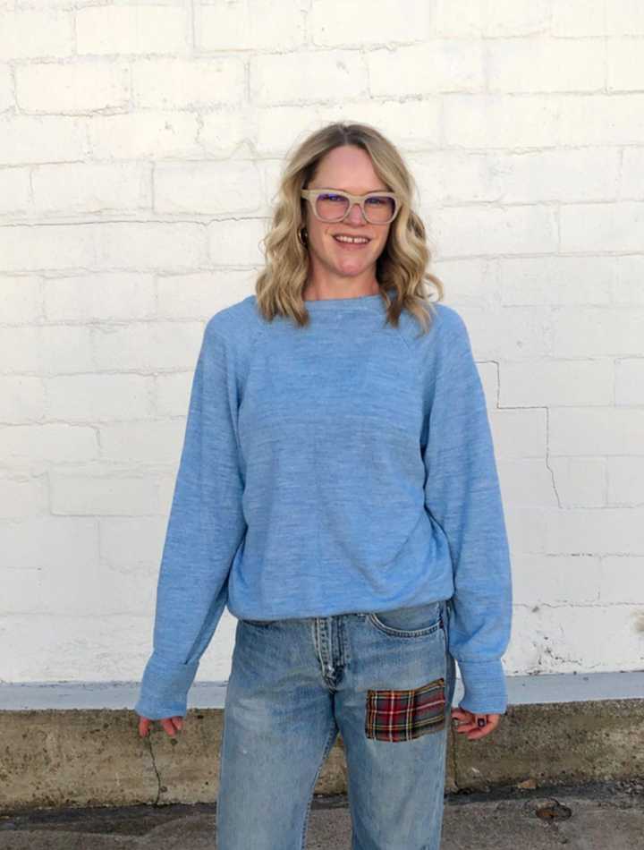 Vintage Dior Dolman Sweater in Heathered Blue Flat Knit