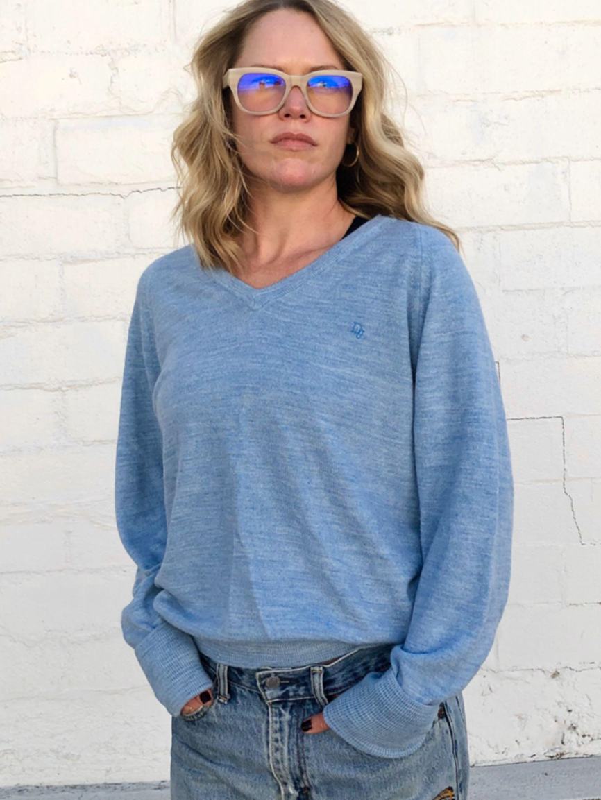 Vintage Dior Dolman Sweater in Heathered Blue Flat Knit