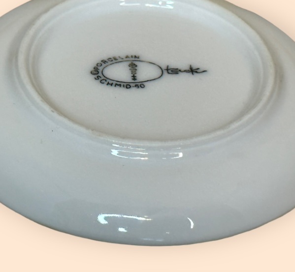 Vintage LaGardo Tackett Schmid MCM White Porcelain Demitasse Espresso Cups and Saucers - 6 sets