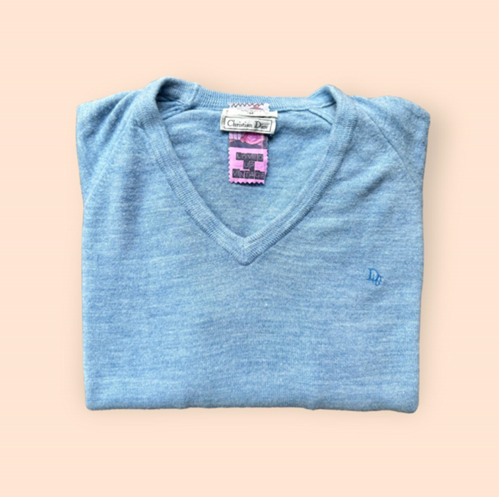 Vintage Dior Dolman Sweater in Heathered Blue Flat Knit