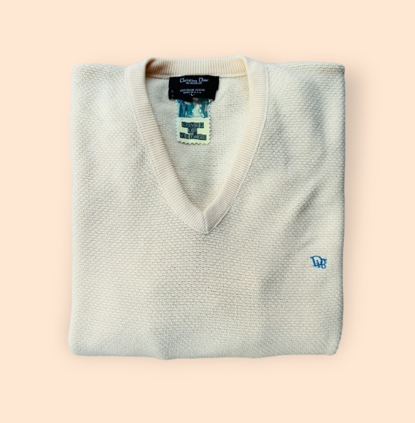 Vintage Dior Sweater in Butter Yellow Waffle Knit I