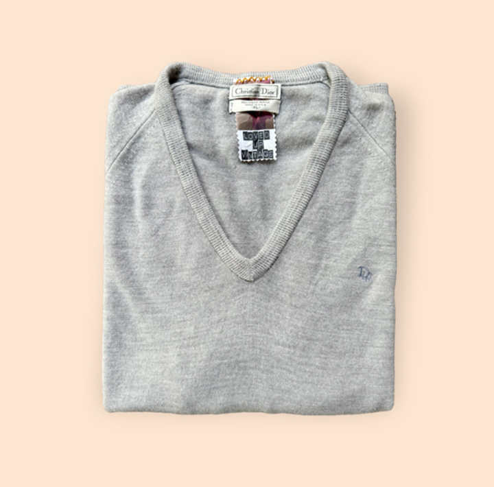 Vintage Dior Dolman Sweater in Heather Grey Flat Knit