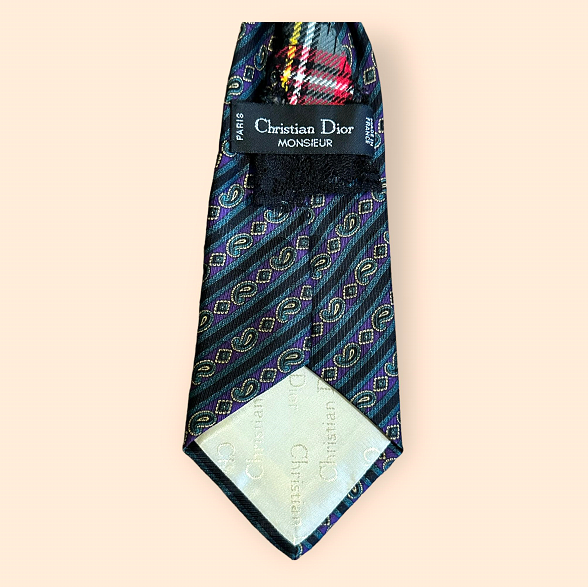 Vintage Paisley Stripe Necktie by Dior