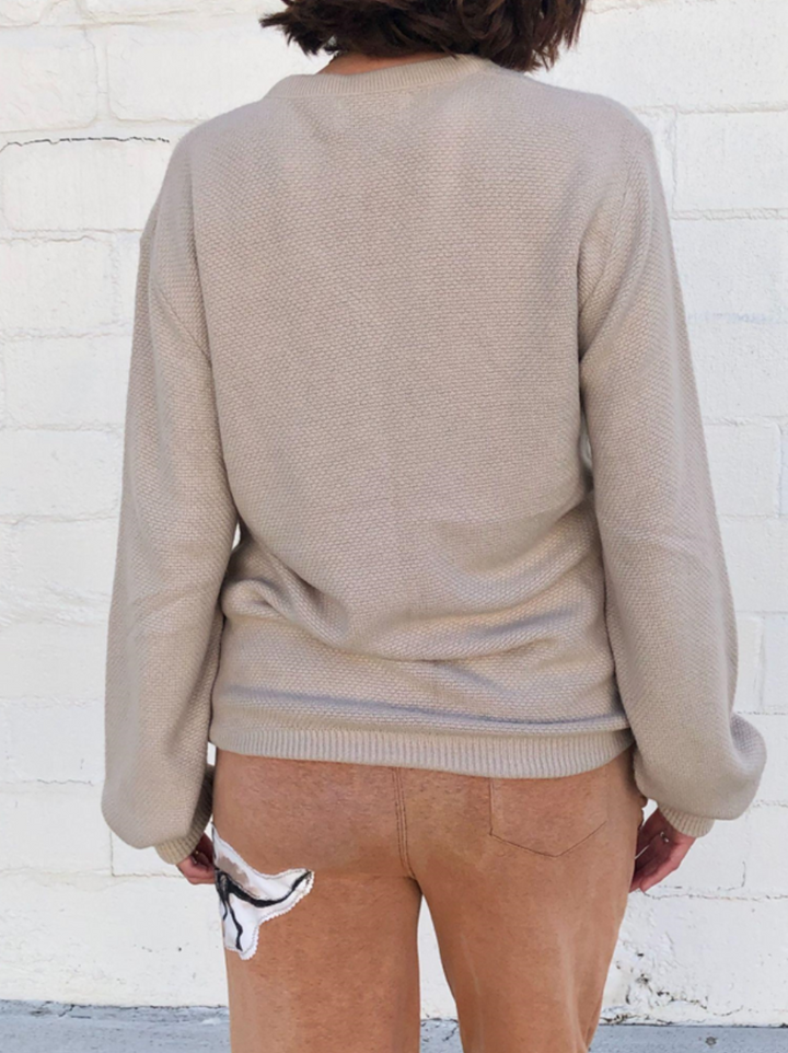 Vintage Dior Sweater in Oatmeal Waffle Knit