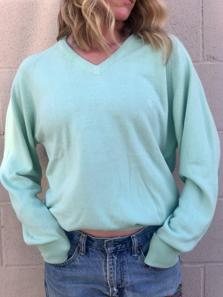 Vintage Dior Dolman Sweater in Seafoam Green Flat Knit