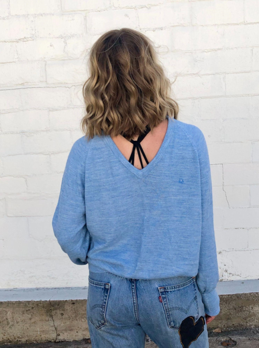 Vintage Dior Dolman Sweater in Heathered Blue Flat Knit