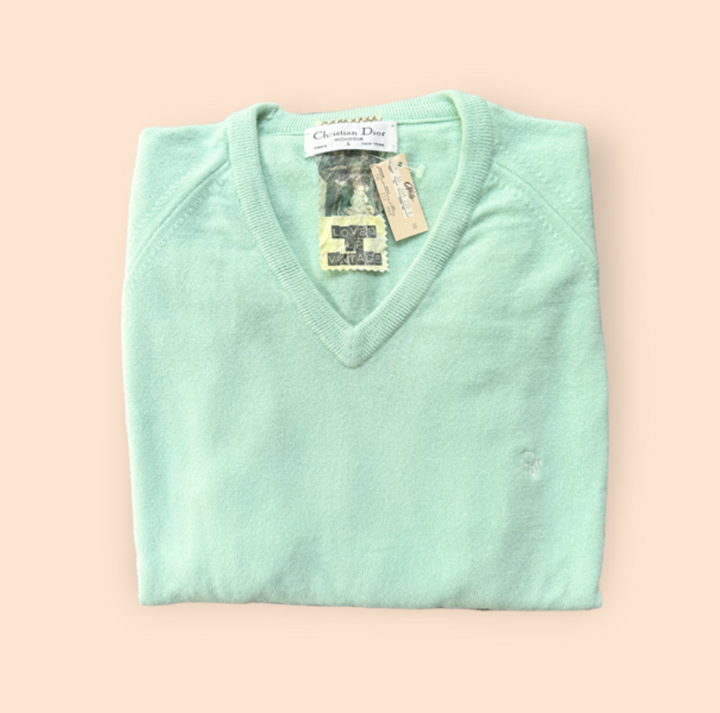 Vintage Dior Dolman Sweater in Seafoam Green Flat Knit