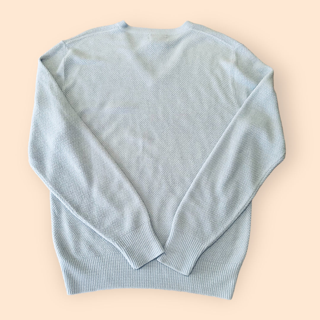 Vintage Dior Sweater in Baby Blue Waffle Knit