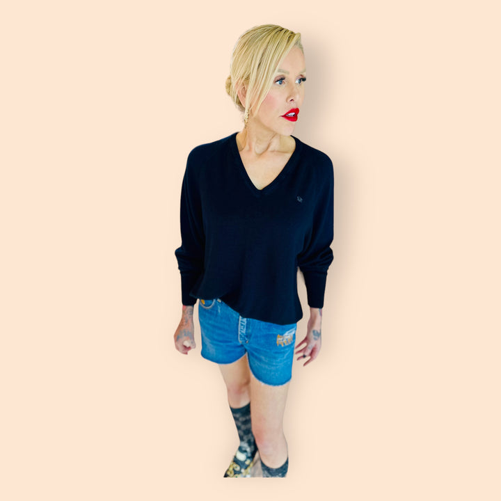 Vintage Dior Dolman Sweater in Black Flat Knit