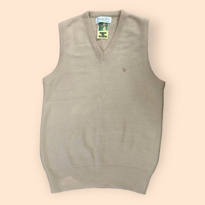 Vintage Dior Sweater Vest in Camel Waffle Knit