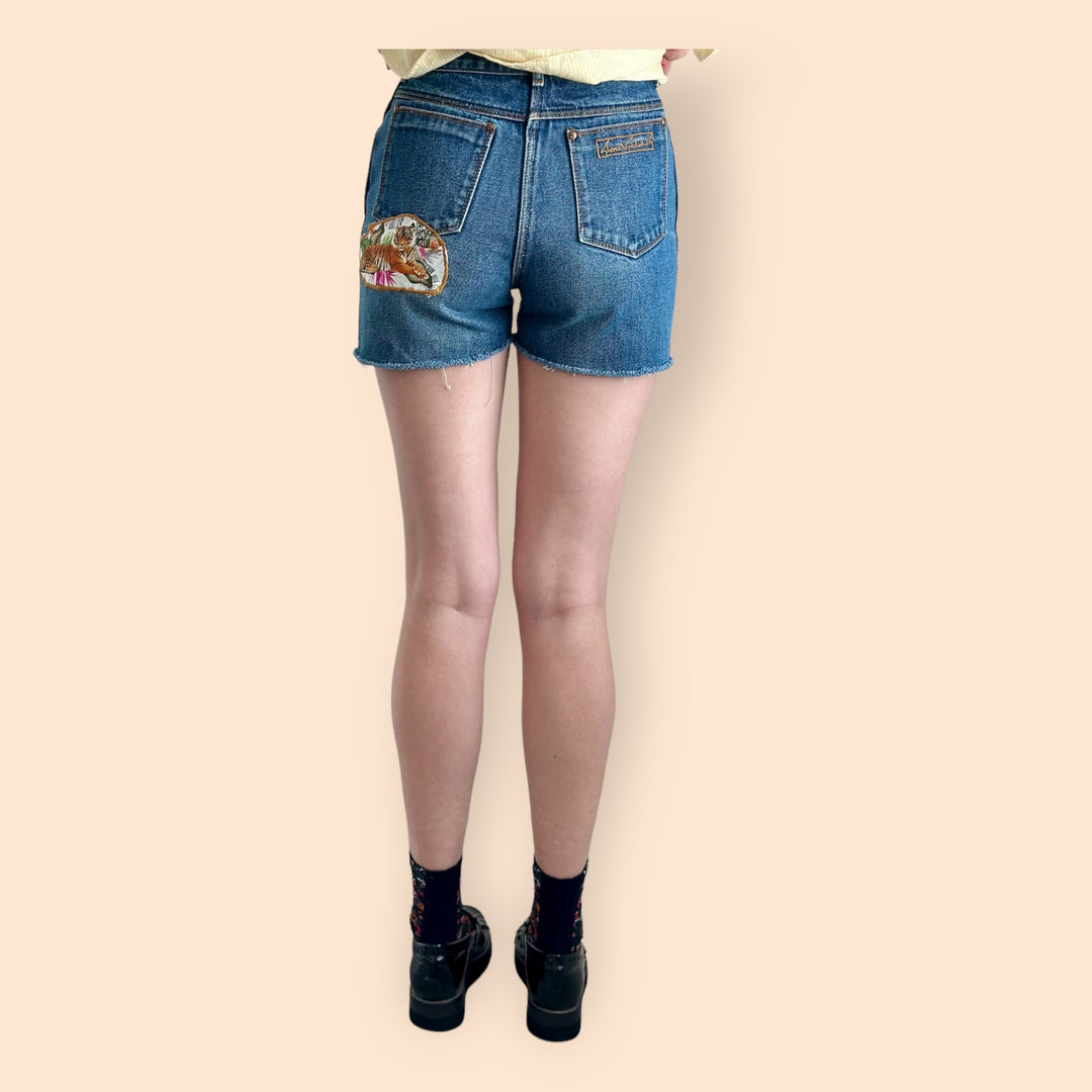 Vintage Gloria Vanderbilt Distressed Denim Shorts with Patch