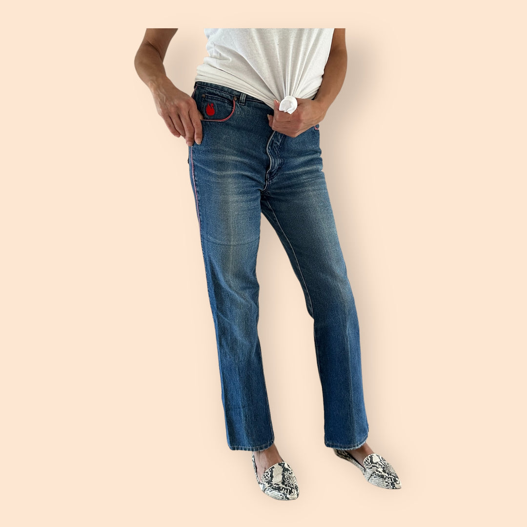 Vintage Gloria Vanderbilt Ankle Jeans with Red Piping RARE