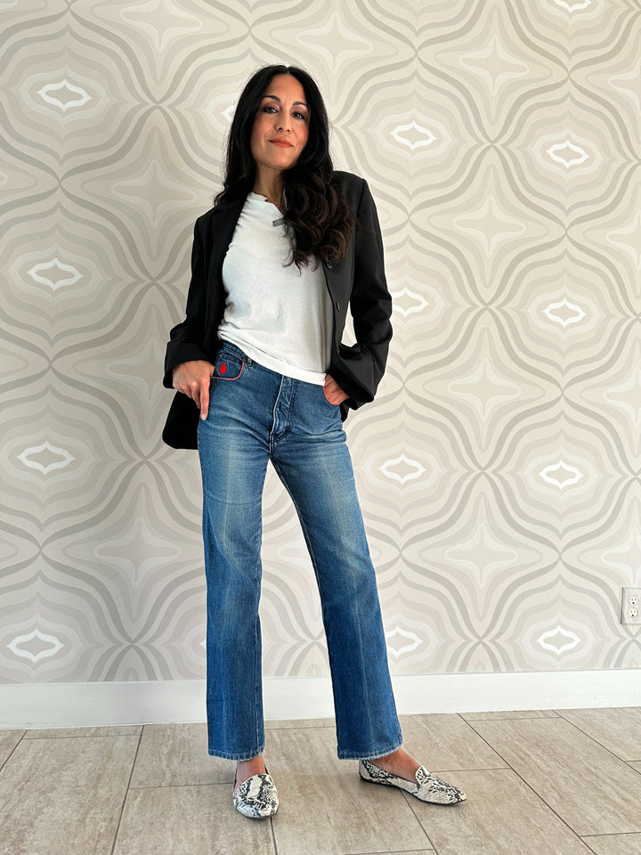 Vintage Gloria Vanderbilt Ankle Jeans with Red Piping RARE