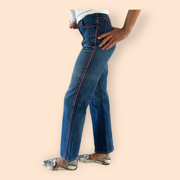 Vintage Gloria Vanderbilt Ankle Jeans with Red Piping RARE
