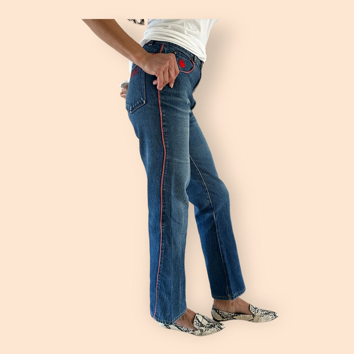 Vintage Gloria Vanderbilt Ankle Jeans with Red Piping RARE