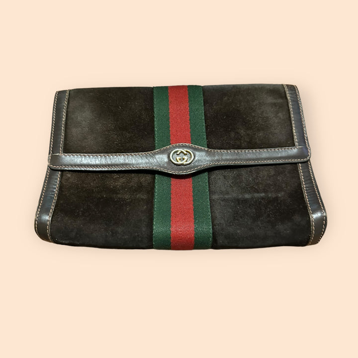 Vintage Gucci Espresso Suede Clutch