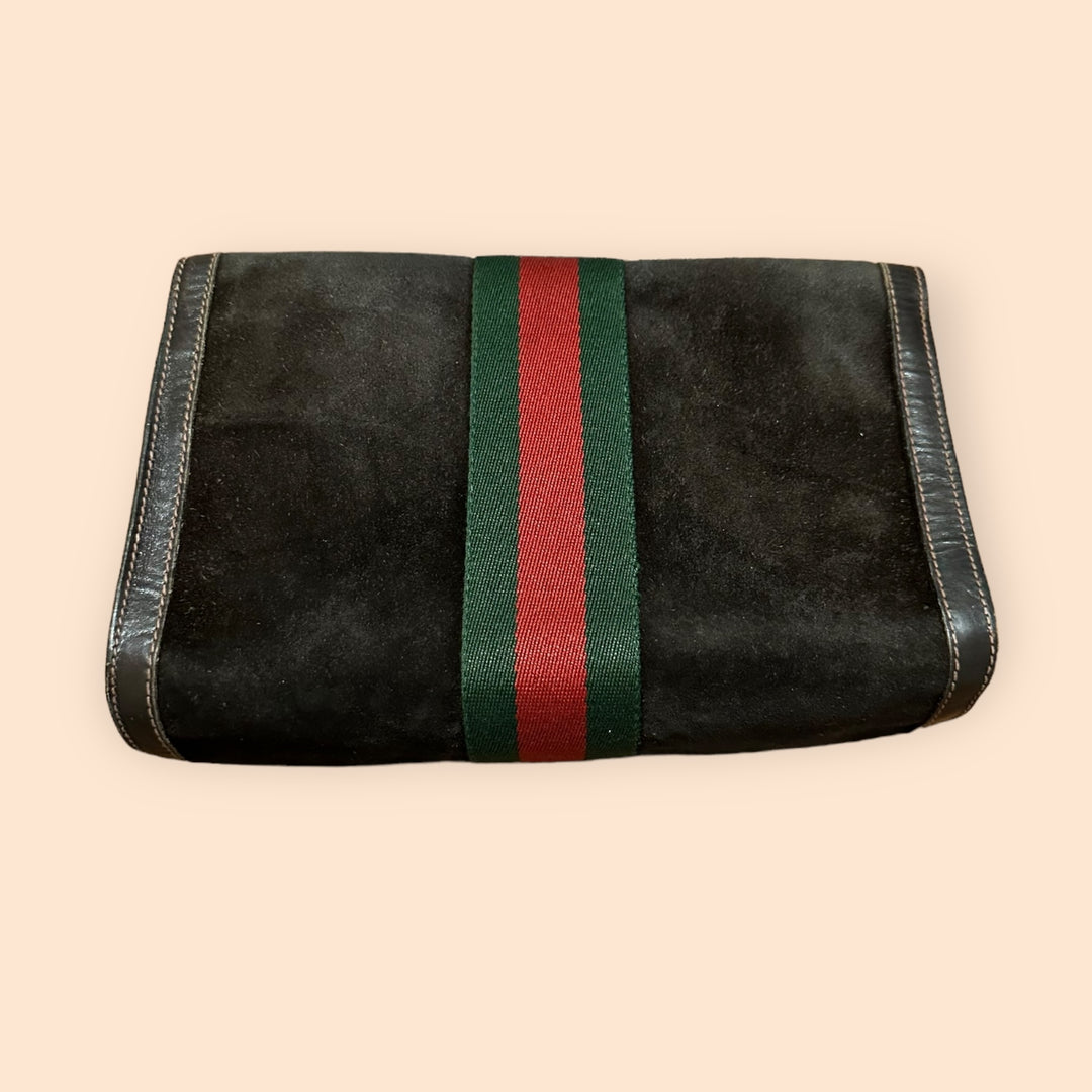 Vintage Gucci Espresso Suede Clutch