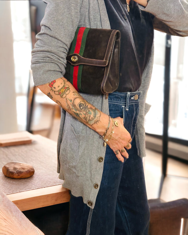Vintage Gucci Espresso Suede Clutch