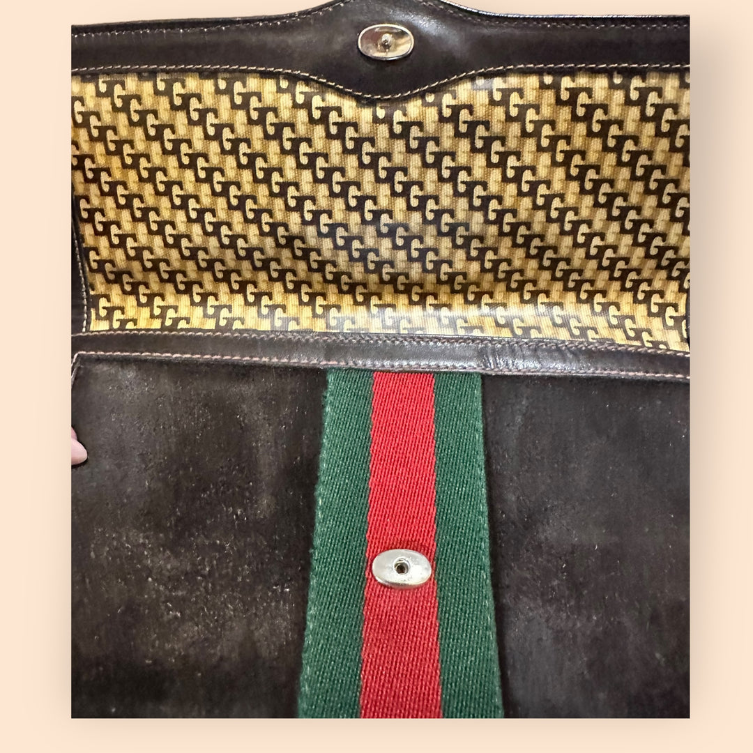 Vintage Gucci Espresso Suede Clutch